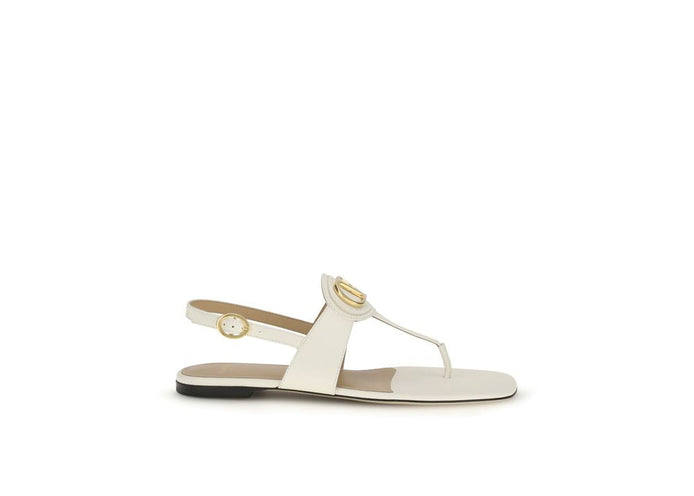 Valentino Garavani Beige Calf Leather Bos Taurus Flat Sandals