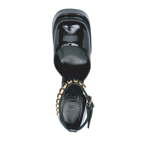 Versace Black Calfskin Platform Sandals