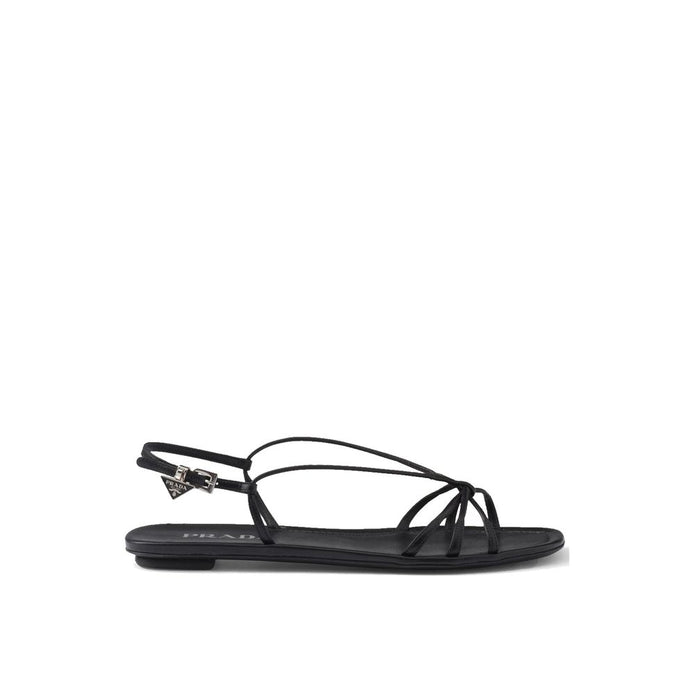 Prada Black Calfskin Flat Sandals