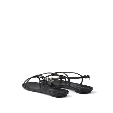 Prada Black Calfskin Flat Sandals