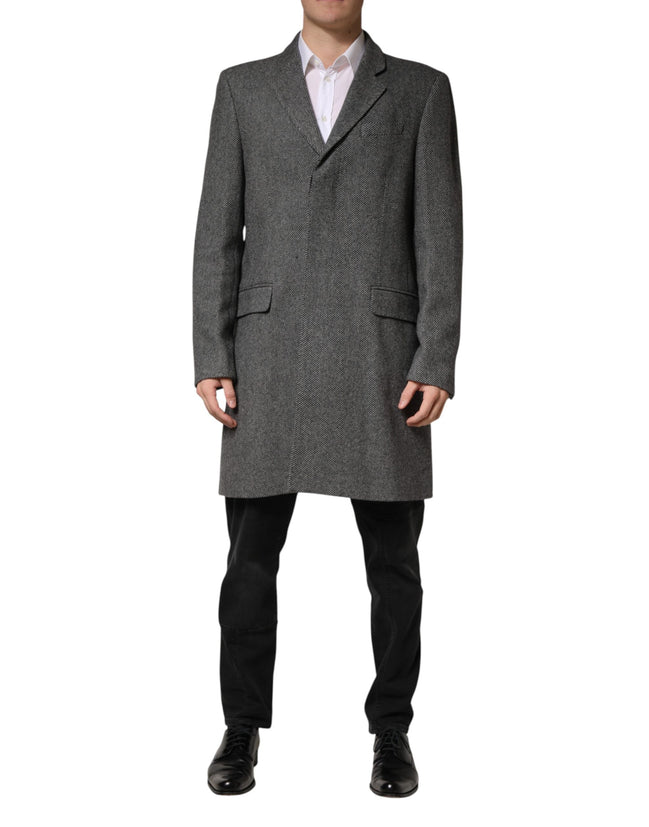Dolce & Gabbana Gray Single Breasted Men Trench Coat Jacket