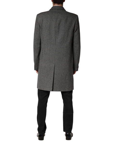 Dolce & Gabbana Gray Single Breasted Men Trench Coat Jacket