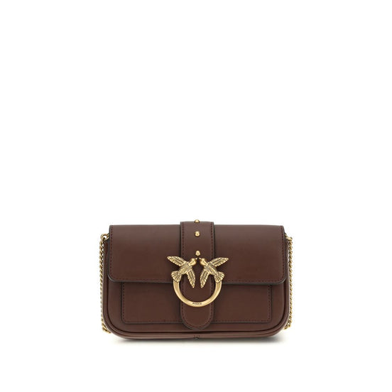 PINKO Brown Calf Leather Bos Taurus Shoulder Bag