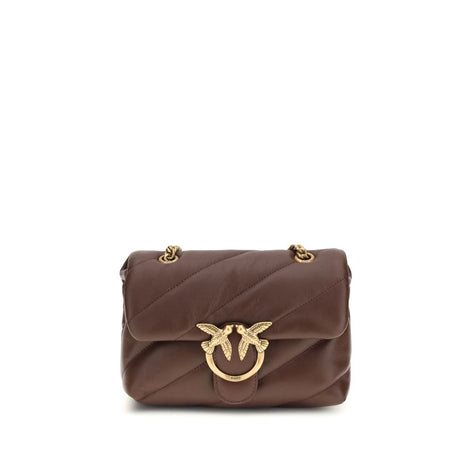 PINKO Love mini Puff Brown Leather Shoulder Bag