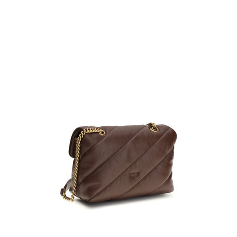 PINKO Love mini Puff Brown Leather Shoulder Bag