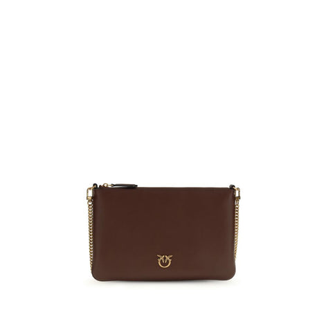 PINKO Bordeaux Calf Leather Bos Taurus Shoulder Bag