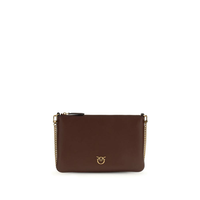 PINKO Bordeaux Calf Leather Bos Taurus Shoulder Bag