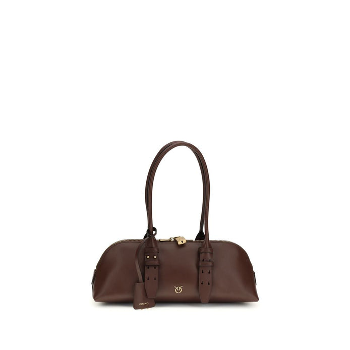 PINKO Brown Calf Leather Bos Taurus Shoulder Bag