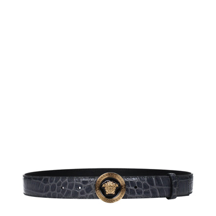 Versace Gray Leather Regular Belt
