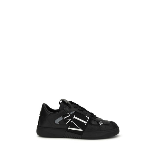 Valentino Garavani Black Calf Leather Bos Taurus Low Top Sneakers