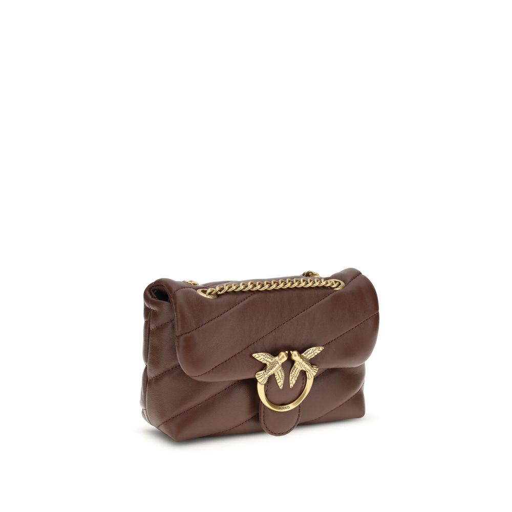 PINKO Brown Calf Leather Bos Taurus Shoulder Bag