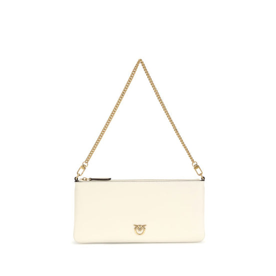 PINKO White Calf Leather Bos Taurus Shoulder Bag