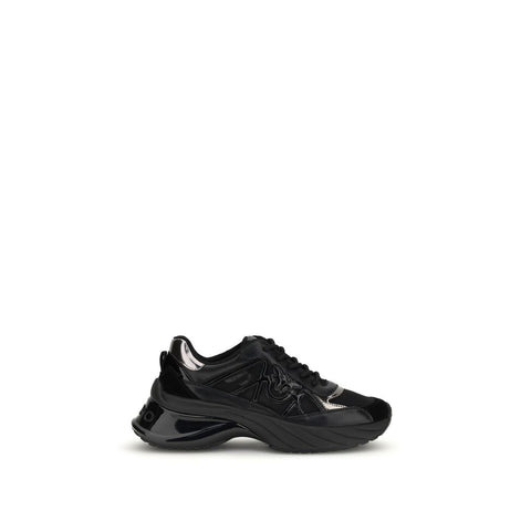 PINKO Black Calf Leather Bos Taurus Chunky Sneakers