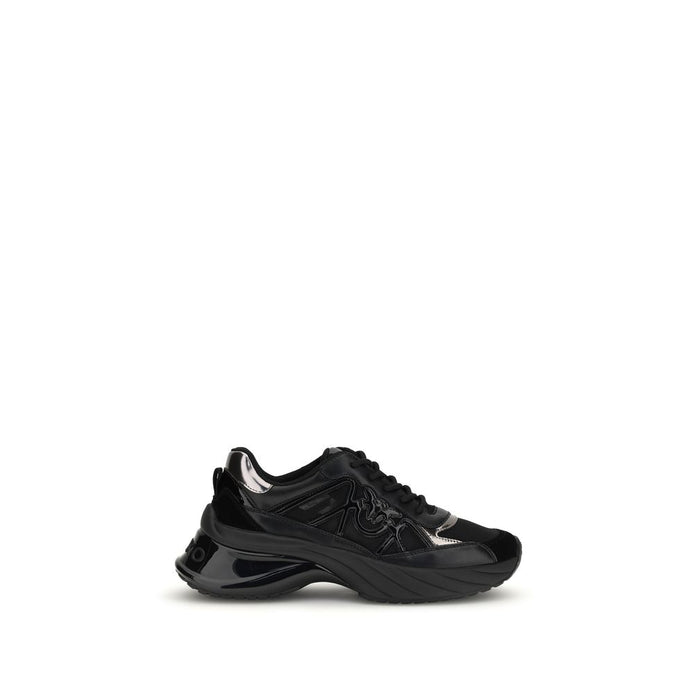 PINKO Black Calf Leather Bos Taurus Chunky Sneakers