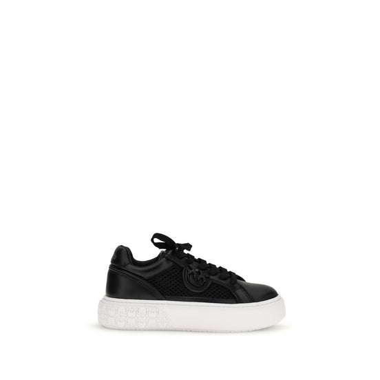 PINKO Black Calf Leather Bos Taurus Platform Sneakers