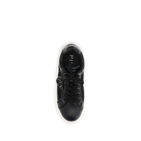 PINKO Black Calf Leather Bos Taurus Platform Sneakers