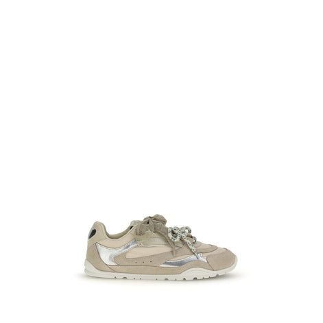 PINKO Beige Calf Leather Bos Taurus Athletic Sneakers