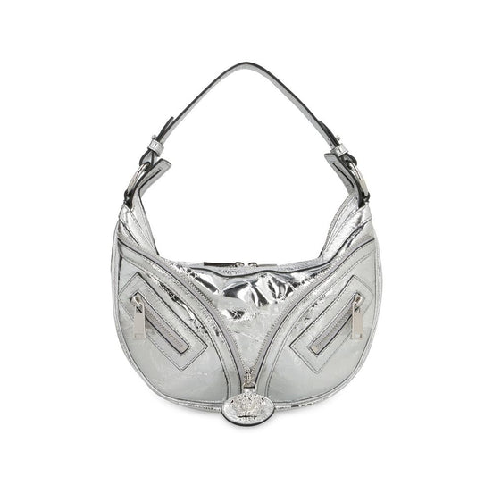 Versace Silver Lamb Leather Shoulder Bag