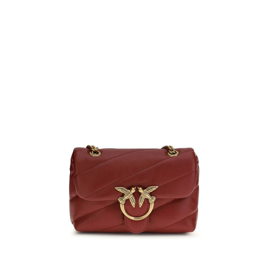 PINKO Bordeaux Calf Leather Bos Taurus Shoulder Bag