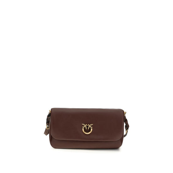 PINKO Brown Calf Leather Bos Taurus Shoulder Bag