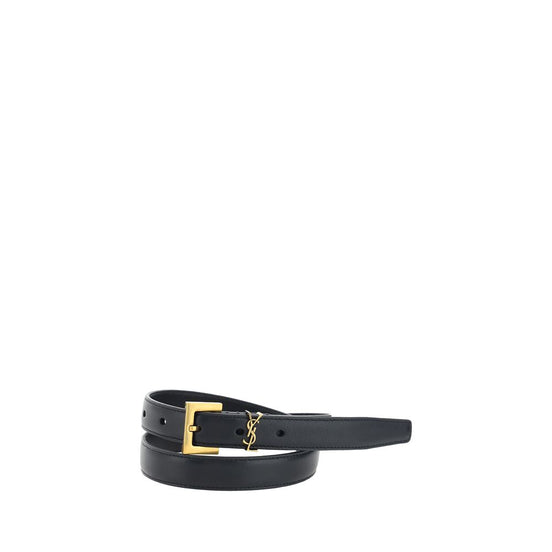 Saint Laurent Black Leather Thin Belt