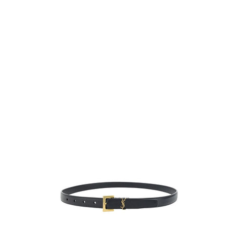 Saint Laurent Black Leather Thin Belt