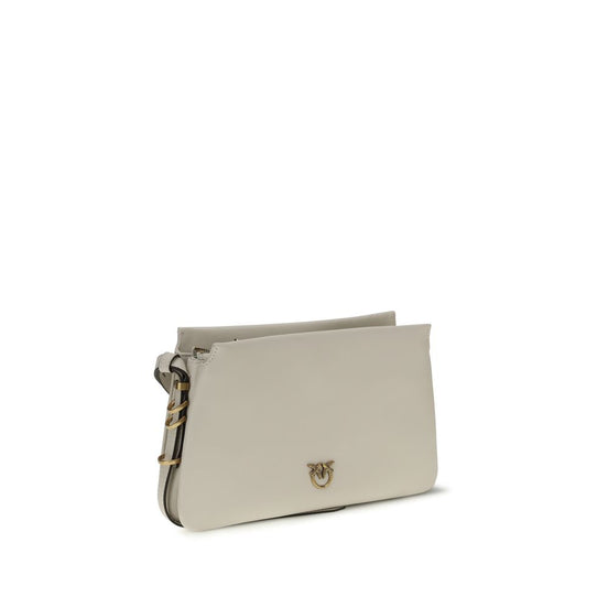 PINKO White Calf Leather Bos Taurus Shoulder Bag