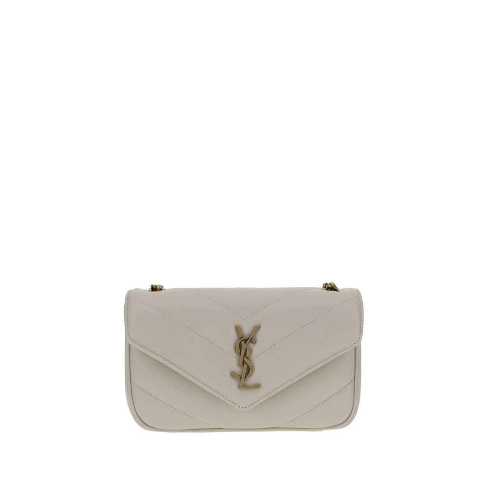 Saint Laurent LouLou mini White Lamb Shoulder Bag