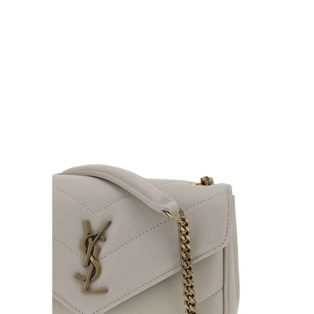 Saint Laurent LouLou mini White Lamb Shoulder Bag