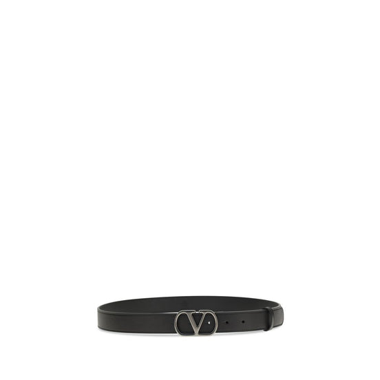 Valentino Garavani Black Calf Leather Bos Taurus Regular Belt