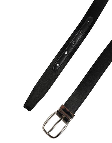 Dolce & Gabbana Men Black Classic Leather Metal Buckle Belt