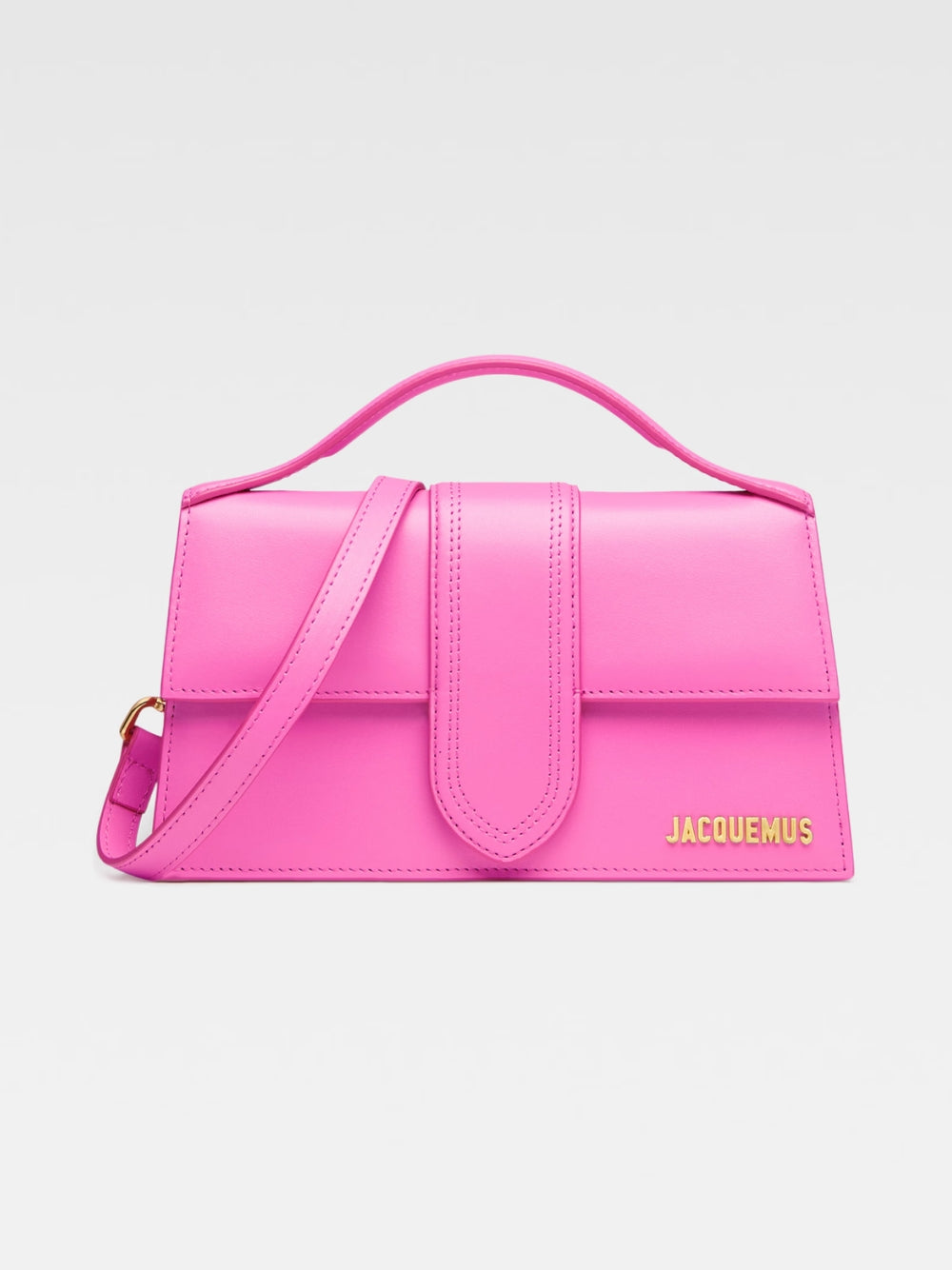 Jacquemus large Bambino Neon Pink Leather Handbag