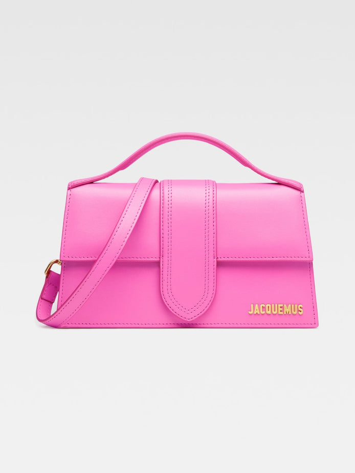 Jacquemus large Bambino Neon Pink Leather Handbag