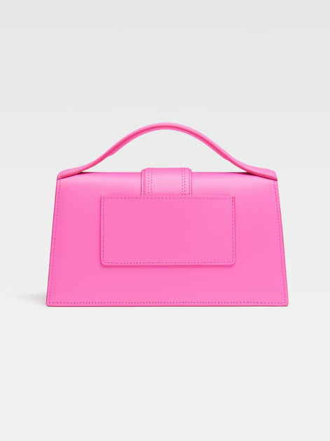 Jacquemus large Bambino Neon Pink Leather Handbag