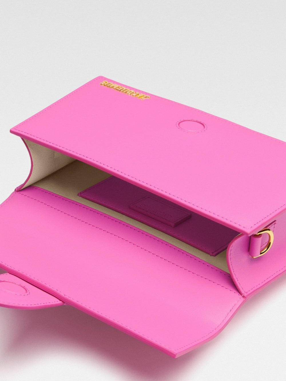Jacquemus large Bambino Neon Pink Leather Handbag