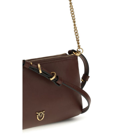 PINKO Brown Calf Leather Bos Taurus Shoulder Bag