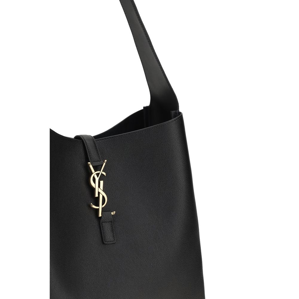 Saint Laurent Le 5 À 7 Supple large Black Leather Shoulder Bag