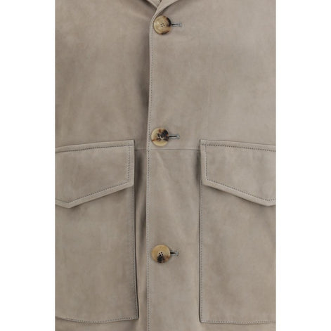 Brunello Cucinelli Bicolor Calf Leather Bos Taurus Leather Jacket