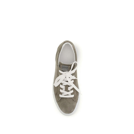 Brunello Cucinelli Gray Calf Leather Bos Taurus Low Top Sneakers