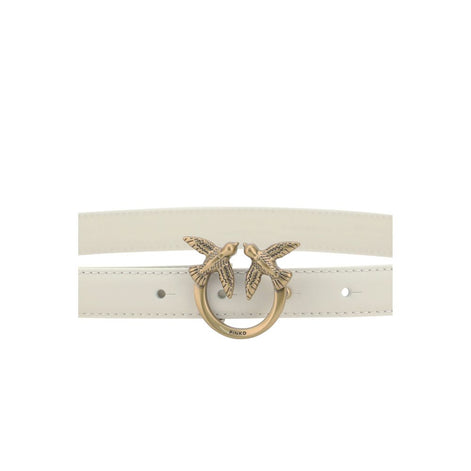 PINKO White Calf Leather Bos Taurus Regular Belt