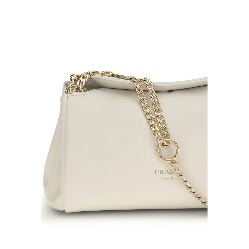 Prada White Calf Leather Bos Taurus Shoulder Bag