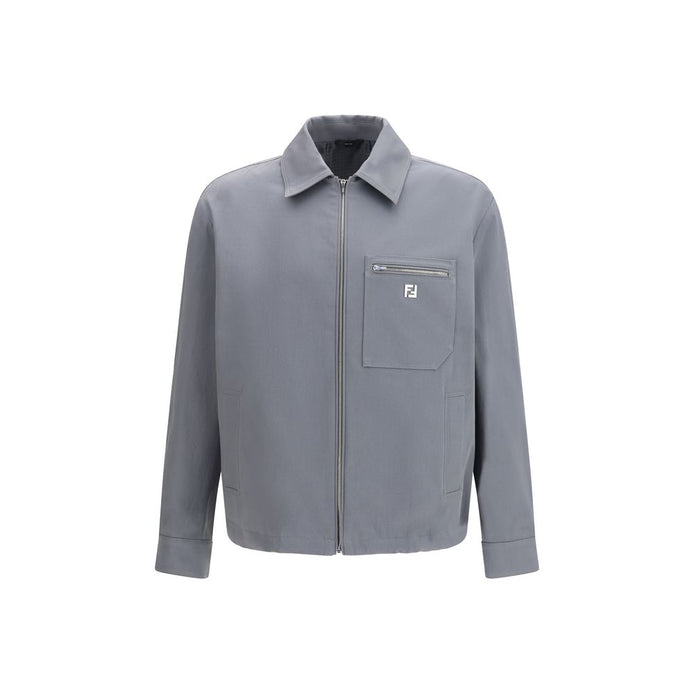 Fendi Gray Cotton Shell Jacket