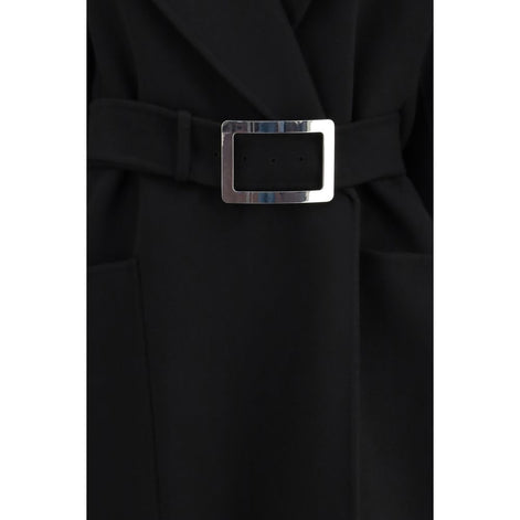 Max Mara Black Fleece Wool Coat