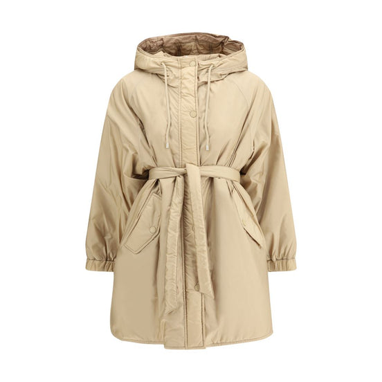 Max Mara Beige Polyester Full-Length Jacket