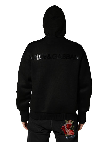 Dolce & Gabbana Men Black Hooded Full Zip Bomber Jacket