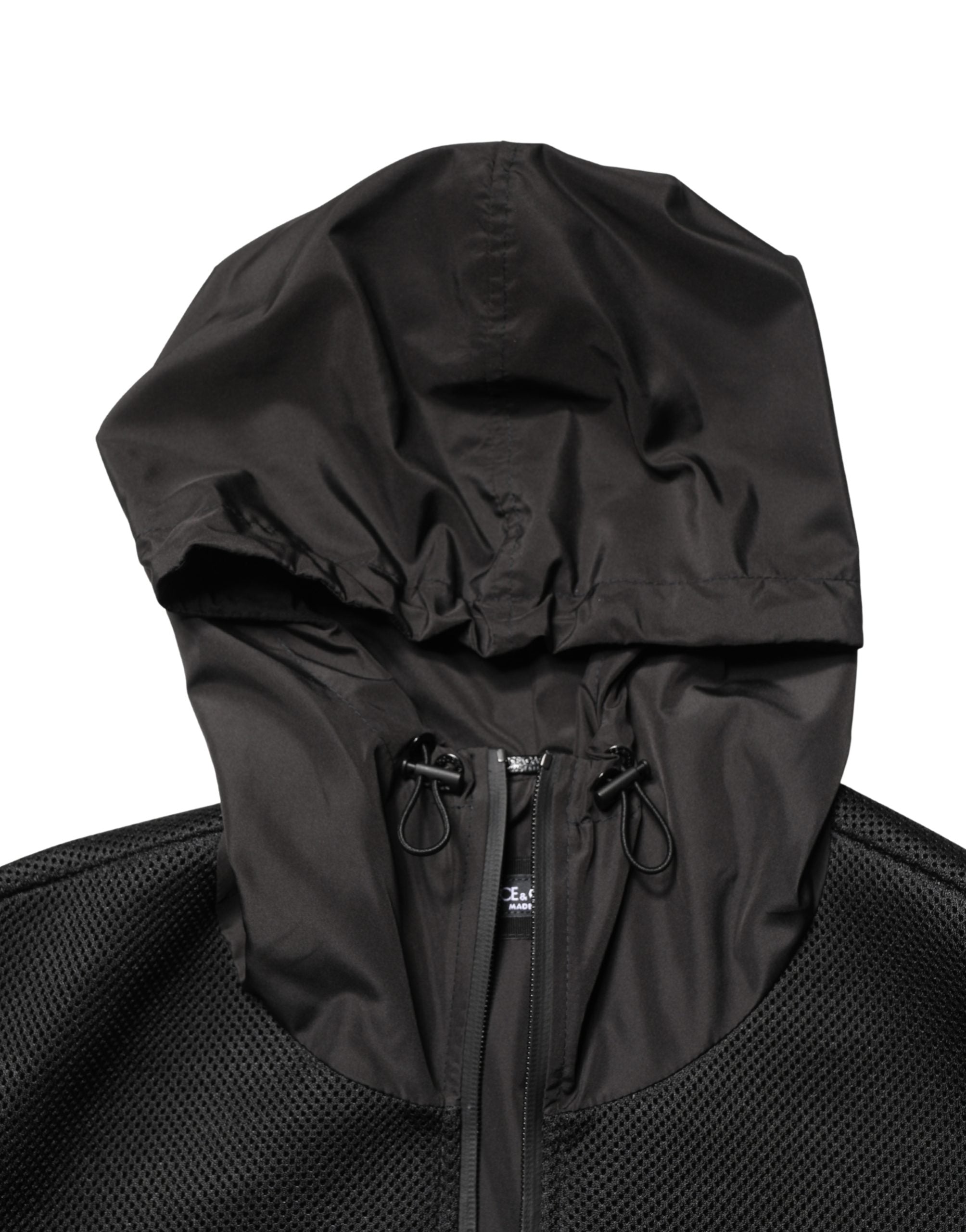 Dolce & Gabbana Men Black Hooded Full Zip Bomber Jacket