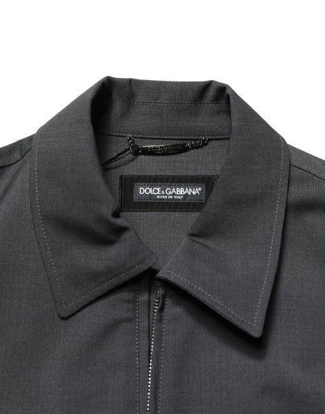 Dolce & Gabbana Black Wool Logo Full Zip Men Bomber Jacket