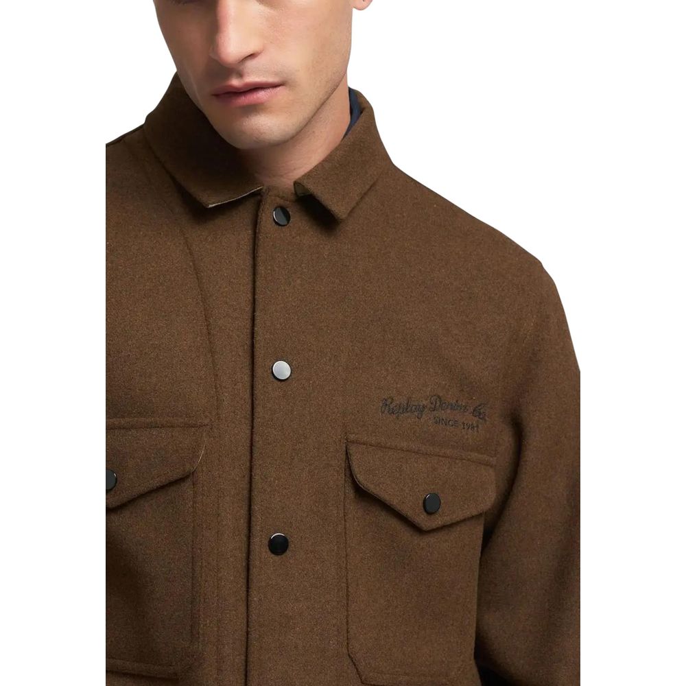 Replay Brown Polyester Coat