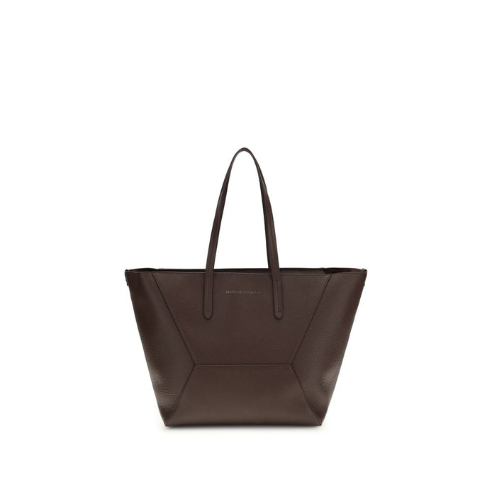 Brunello Cucinelli Brown Calf Leather Bos Taurus Shoulder Bag
