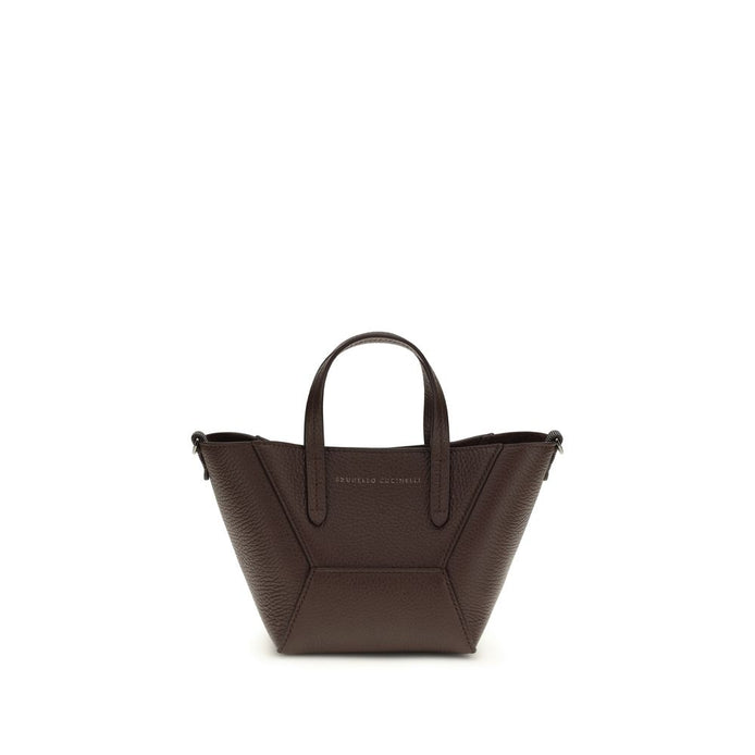 Brunello Cucinelli Bordeaux Calf Leather Bos Taurus Shoulder Bag